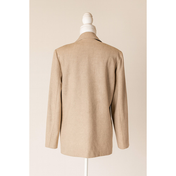 Jennifer Moore 10 Linen Blazer Oversized Beige Minimalist Jacket Quiet Luxury - Picture 2 of 9